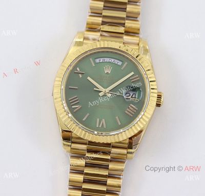 Swiss Knockoff Rolex Daydate 40mm watch on eta2836 Olive Green Dial New Style President